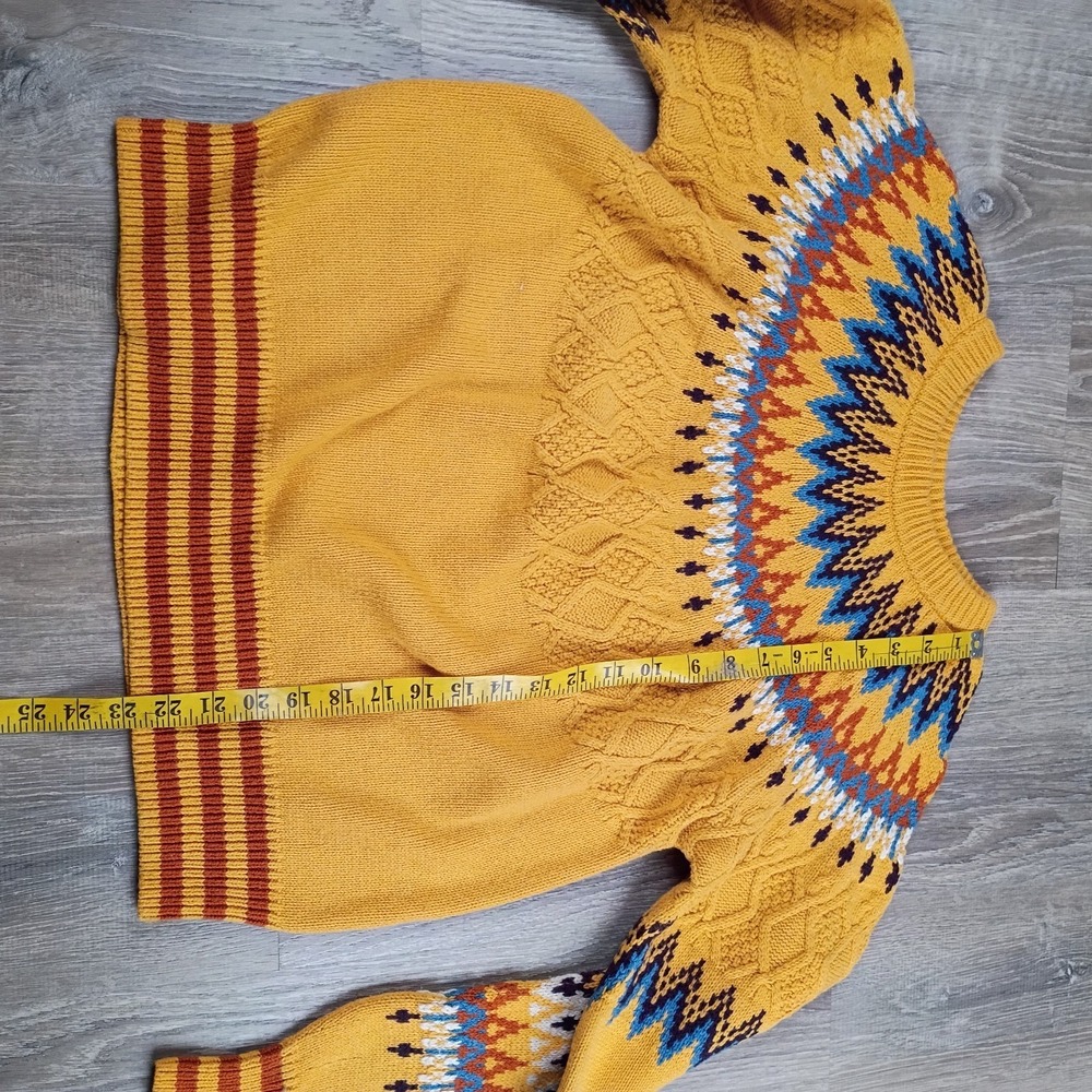 Sundance Women's Sz S Yellow Sweater Fair Isle Nordic Boho Cotton Wool Blend - Picture 7 of 11